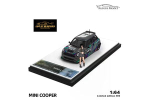 (Pre-Order) Aurora Model MINI Cooper HKS Livery with girl figure 1:64 Limited to 499 Pcs