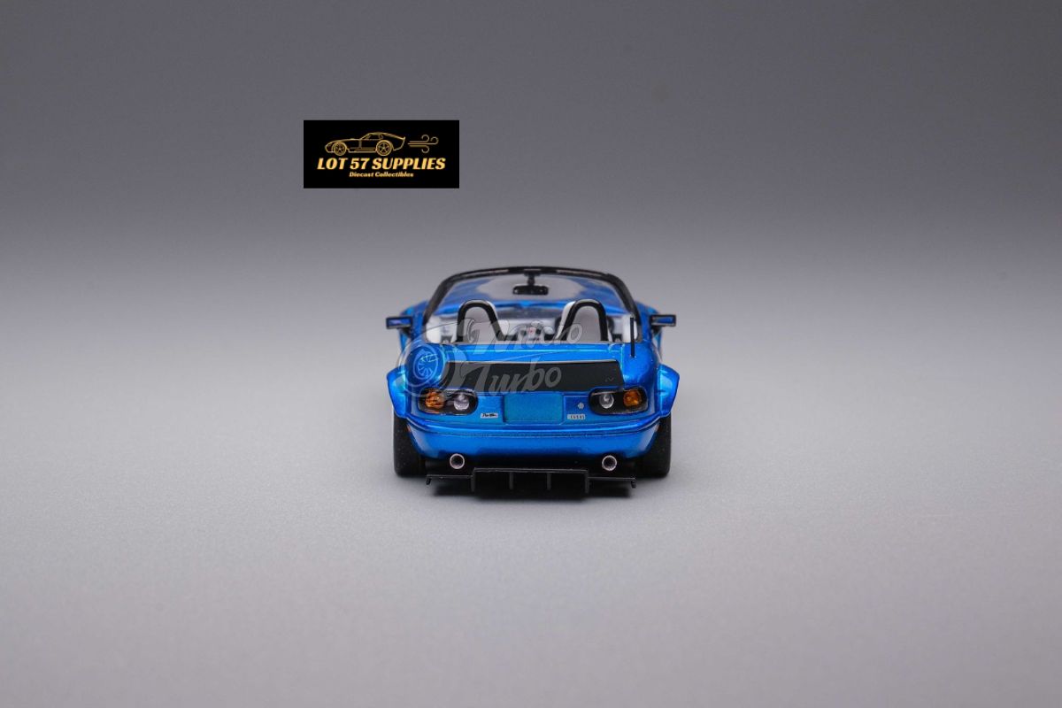 MicroTurbo Eunos Roadster RHD Rocket Bunny Widebody Customized Metallic Blue 1:64