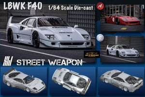 (Pre-Order) Street Weapon Ferrari F40 LBWK White & Red 1:64