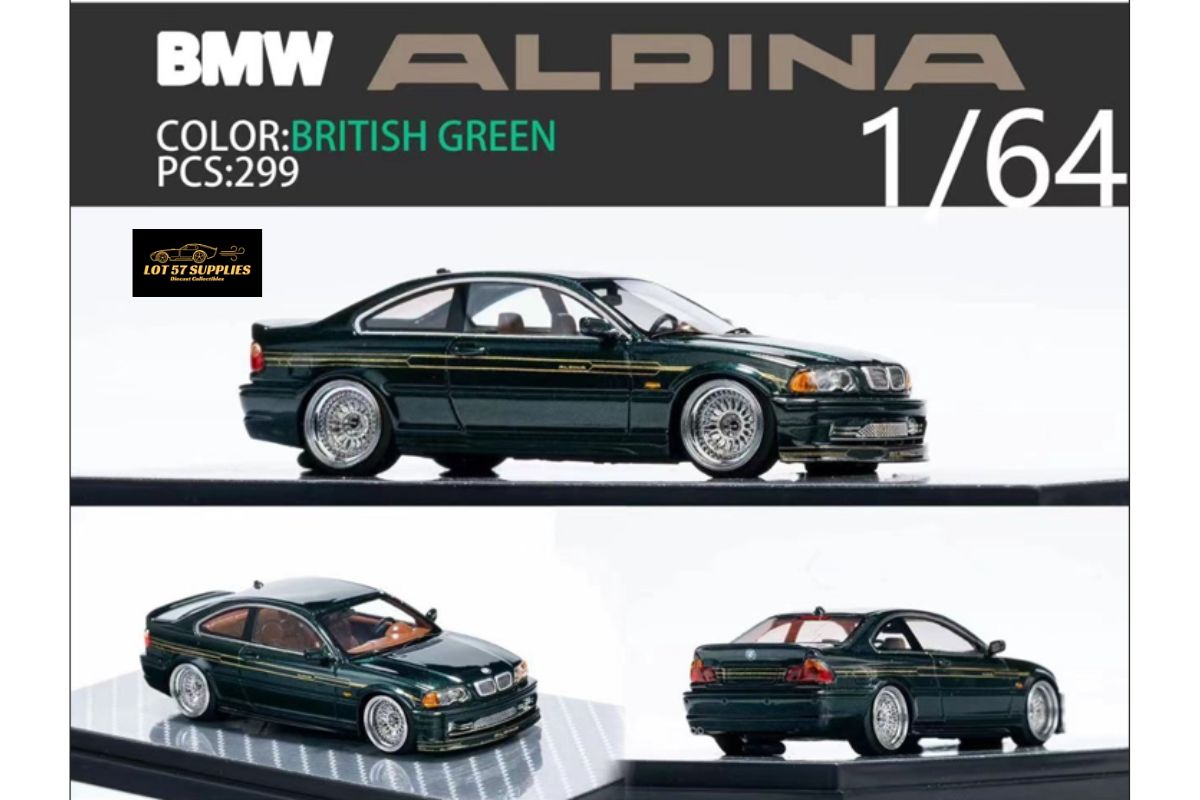 YM Model x SONGS BMW E46 Alpina B3 in British Green Limited to 299 Pcs 1:64