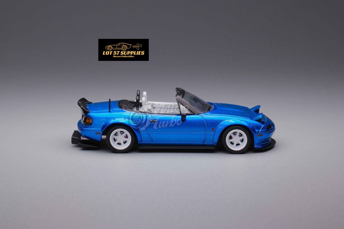 MicroTurbo Eunos Roadster RHD Rocket Bunny Widebody Customized Metallic Blue 1:64