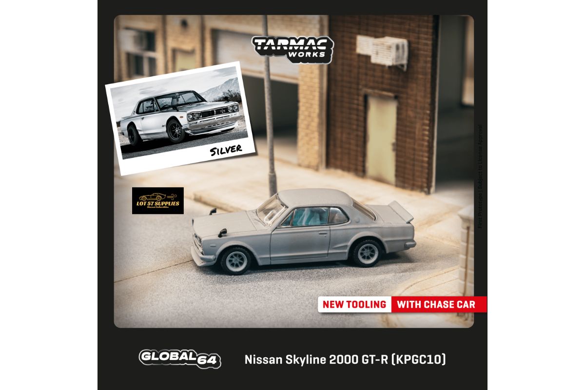 (Pre-Order) Tarmac Works Global64 Nissan Skyline 2000 GT-R in Silver T64G-043-SL 1:64